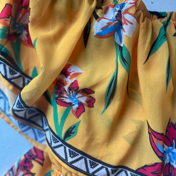 LuLu’s NWOT Tropical Paradise Floral Off Shoulder Ruffled Maxi Dress Sz Small - Picture 15 of 16